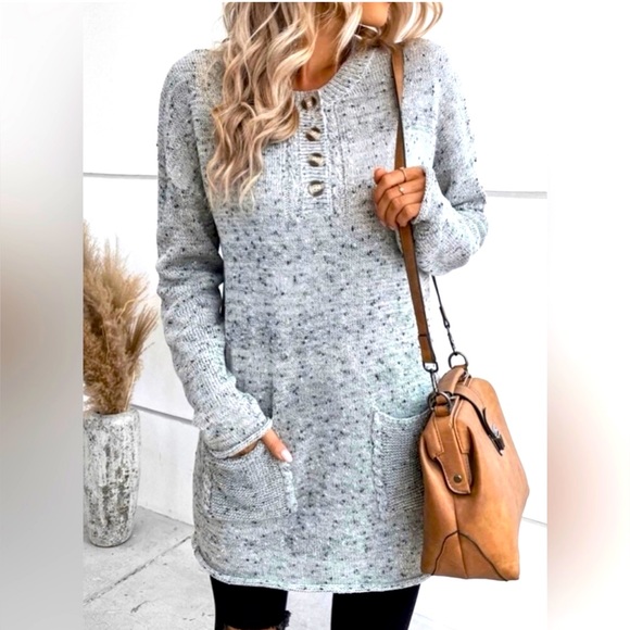 ❤️NWT❤️Grey Marbled Knit Sweater❤️💐Only one Women's size Large Left❤️ - Picture 2 of 7